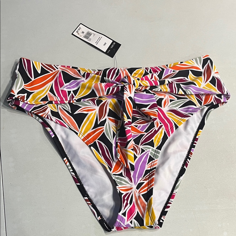 BCBG bikini 👙 bottom Multicolor Leaf Print Bikini‎ Bottom Womens 2XL new nwt